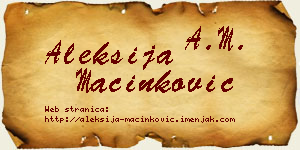 Aleksija Mačinković vizit kartica